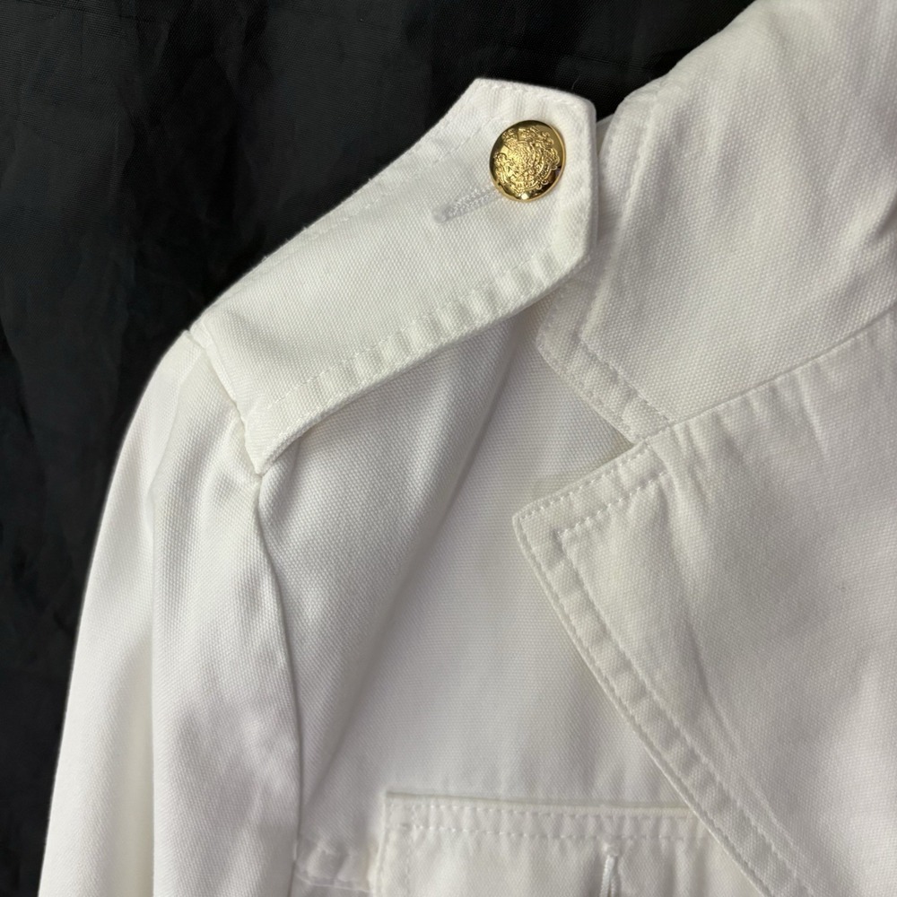 Lauren Ralph Lauren Womens Sz M Military 5 Pocket Jacket White w/Gold Buttons - Picture 5 of 10